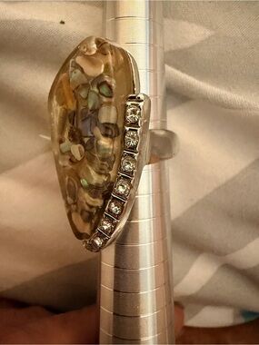 Silver Tone Multi Color Stone Clear Rhinestone Statement Cocktail Ring